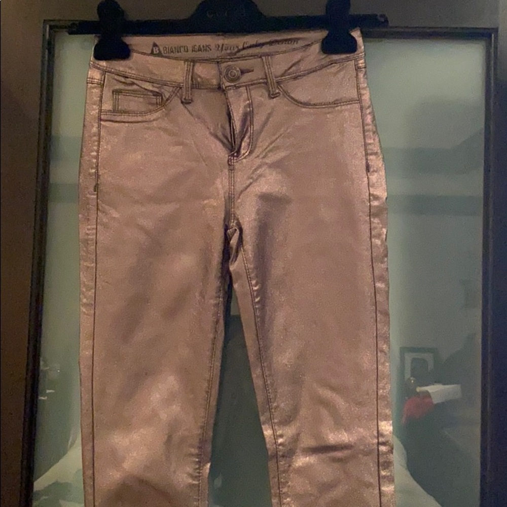 Copper, NWOT shiny, skinny jeans